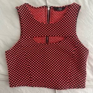 Red polka dot crop tank top